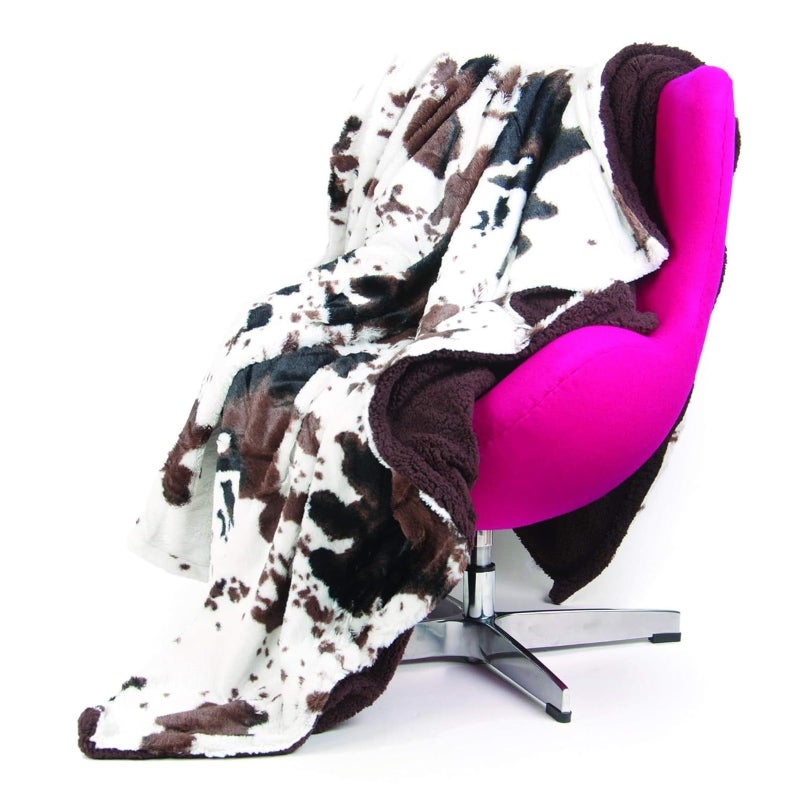 Tadpoles Plush Sherpa Cowhide Print Double Layer Baby Blanket - Image 4